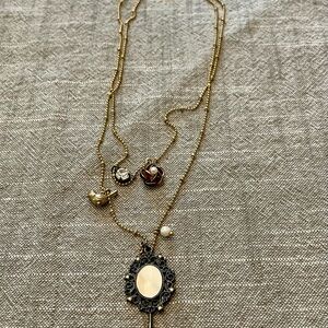 Betsey Johnson Gold and Silver Layered Necklace with Charms